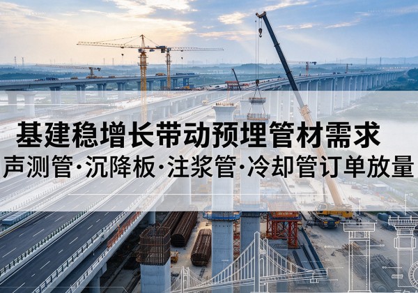 巩留基建稳增长带动预埋监测管材需求，声测管、沉降板、注浆管订单持续放量